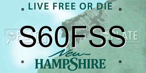 S60FSS New Hampshire License Plate