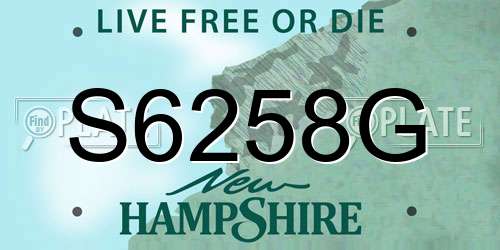 S6258G New Hampshire License Plate