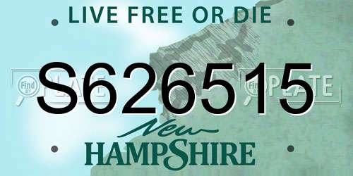 S626515 New Hampshire License Plate