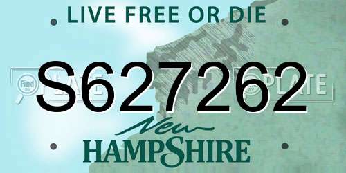 S627262 New Hampshire License Plate