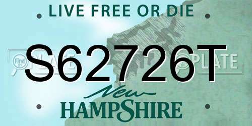S62726T New Hampshire License Plate