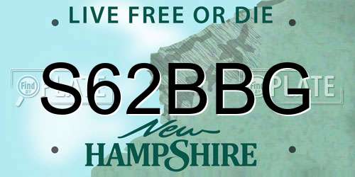 S62BBG New Hampshire License Plate