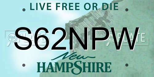 S62NPW New Hampshire License Plate