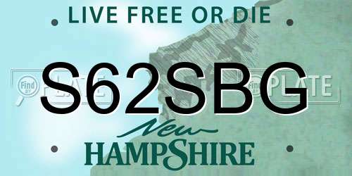 S62SBG New Hampshire License Plate