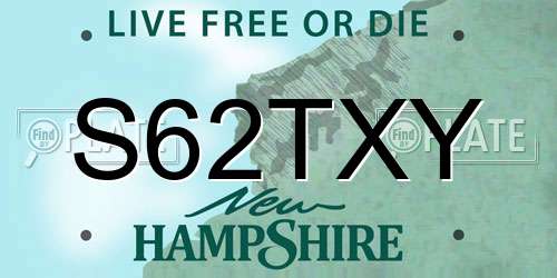 S62TXY New Hampshire License Plate