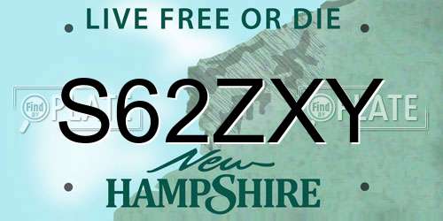 S62ZXY New Hampshire License Plate
