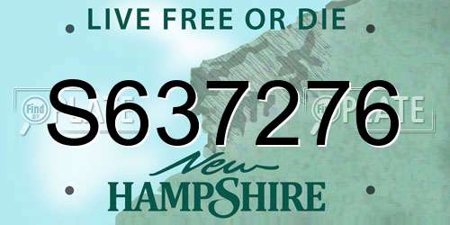 S637276 New Hampshire License Plate