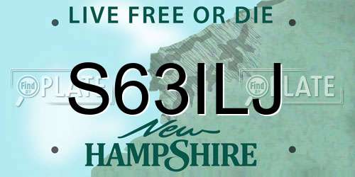 S63ILJ New Hampshire License Plate