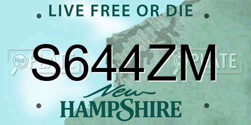 S644ZM New Hampshire License Plate