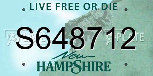 S648712 New Hampshire License Plate