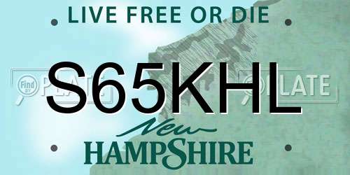 S65KHL New Hampshire License Plate