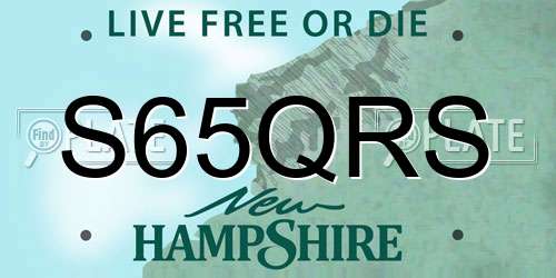 S65QRS New Hampshire License Plate