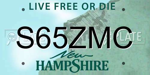 S65ZMC New Hampshire License Plate