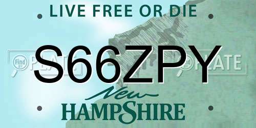 S66ZPY New Hampshire License Plate