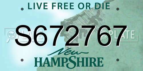 S672767 New Hampshire License Plate