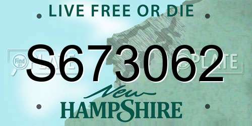 S673062 New Hampshire License Plate