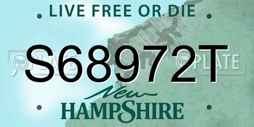 S68972T New Hampshire License Plate