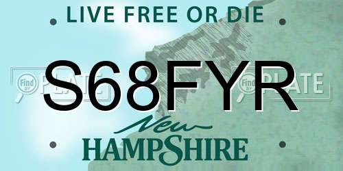 S68FYR New Hampshire License Plate