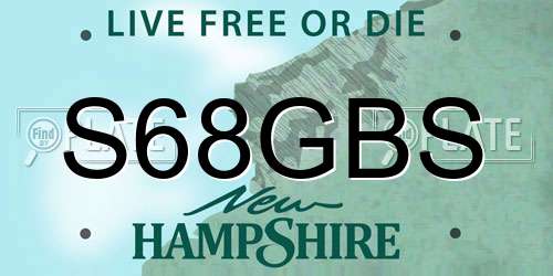 S68GBS New Hampshire License Plate