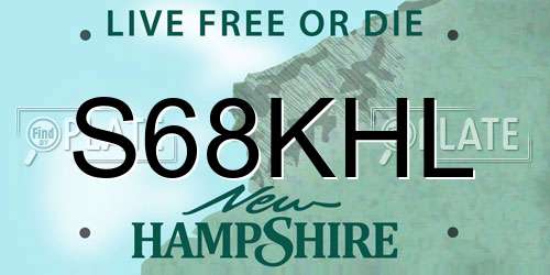 S68KHL New Hampshire License Plate