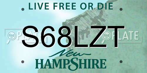 S68LZT New Hampshire License Plate