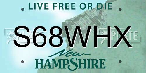 S68WHX New Hampshire License Plate