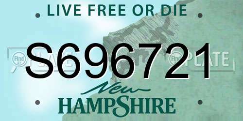 S696721 New Hampshire License Plate