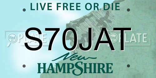 S70JAT New Hampshire License Plate