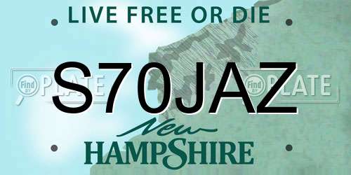 S70JAZ New Hampshire License Plate