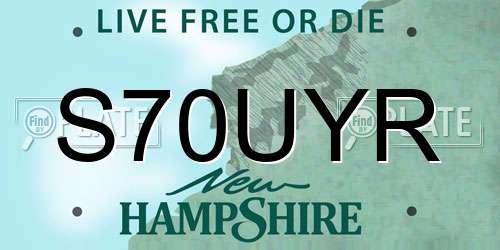 S70UYR New Hampshire License Plate