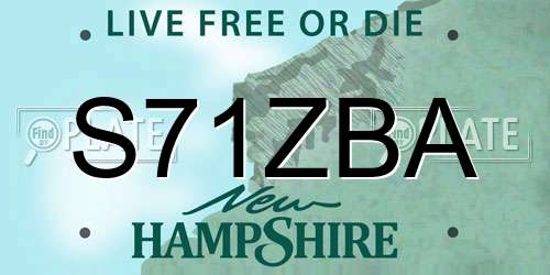 S71ZBA New Hampshire License Plate