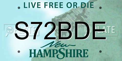 S72BDE New Hampshire License Plate