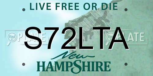 S72LTA New Hampshire License Plate