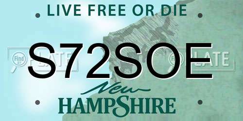 S72SOE New Hampshire License Plate