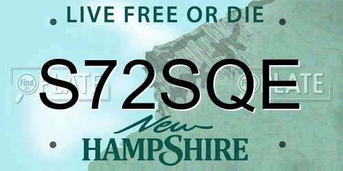 S72SQE New Hampshire License Plate
