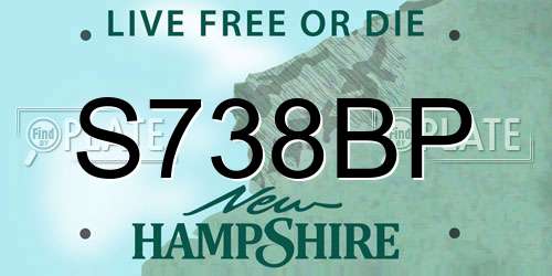 S738BP New Hampshire License Plate