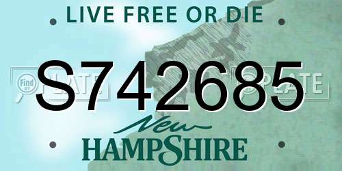 S742685 New Hampshire License Plate