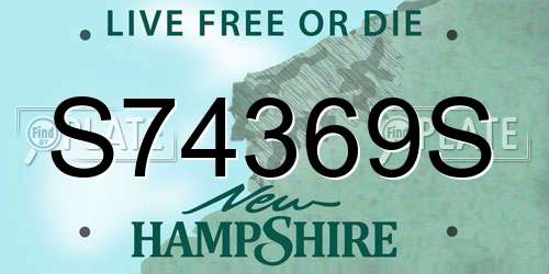 S74369S New Hampshire License Plate