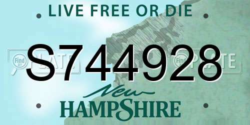 S744928 New Hampshire License Plate
