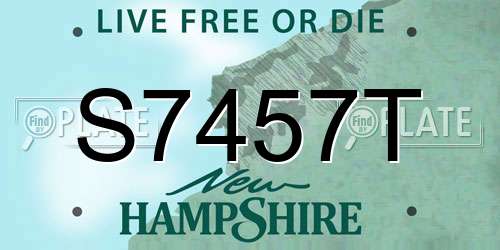 S7457T New Hampshire License Plate
