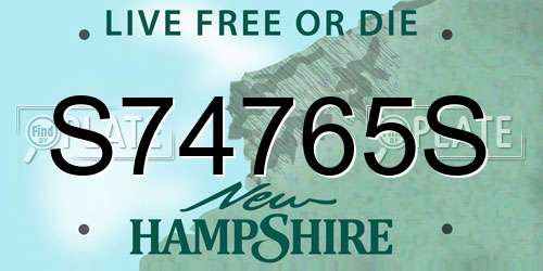 S74765S New Hampshire License Plate