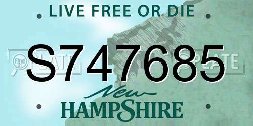S747685 New Hampshire License Plate