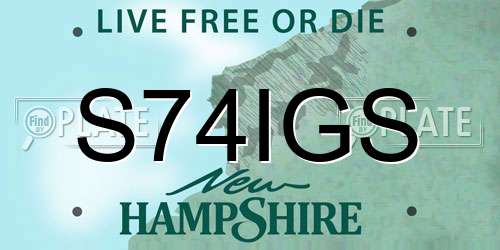 S74IGS New Hampshire License Plate