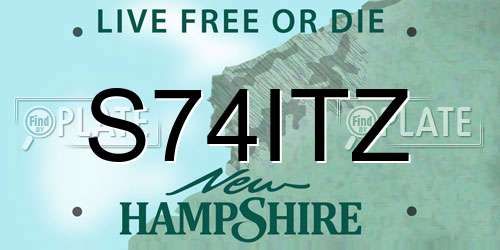 S74ITZ New Hampshire License Plate