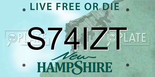 S74IZT New Hampshire License Plate