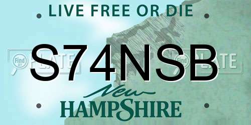 S74NSB New Hampshire License Plate