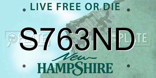 S763ND New Hampshire License Plate