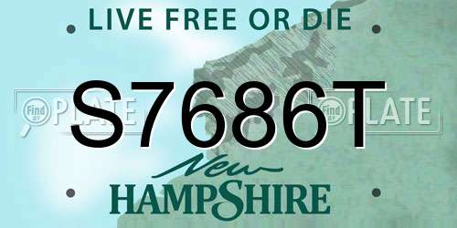 S7686T New Hampshire License Plate