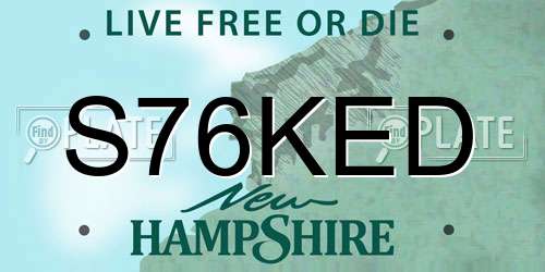 S76KED New Hampshire License Plate