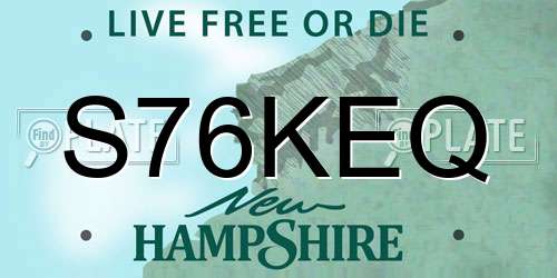 S76KEQ New Hampshire License Plate